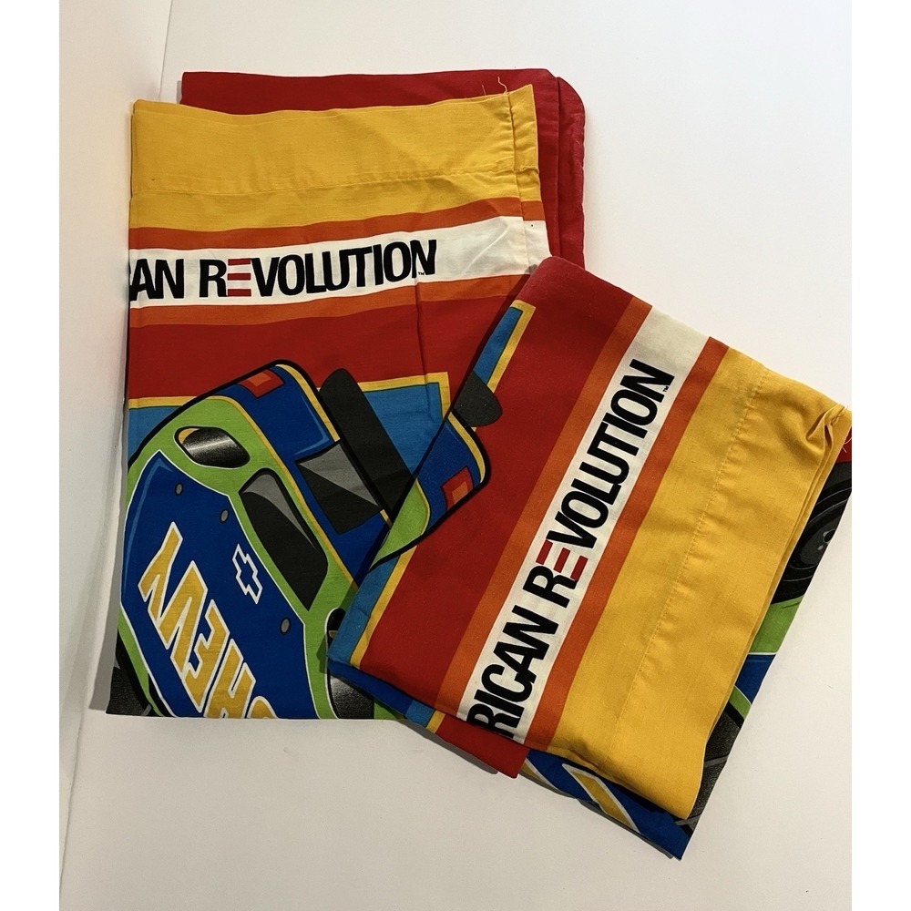2 Standard Chevy GM Car Racing Pillowcases American Revolution VTG Car Racing